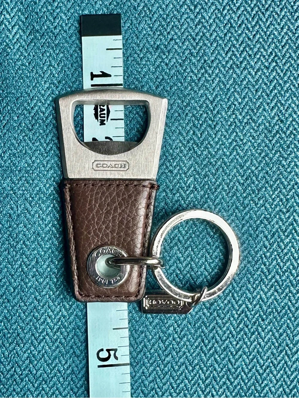 Coach Mahogany Leather Bottle Opener Keychain unisex - (Style F62097) - NEW